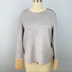 Zara Suede Faux Fur Cuff Top